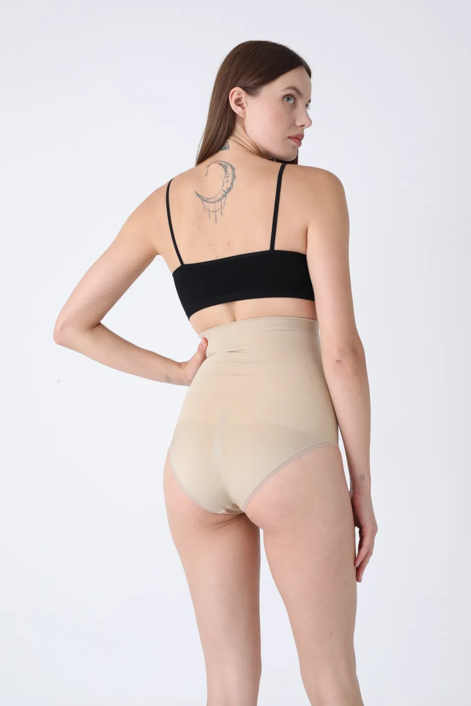 Chilot modelator clasic cu talie înaltă – bej - 5