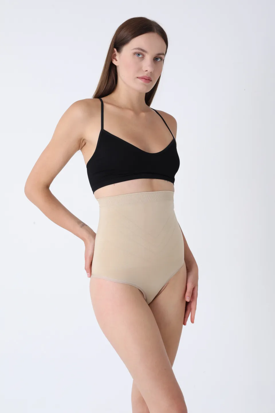 Chilot modelator clasic cu talie înaltă – bej - 3