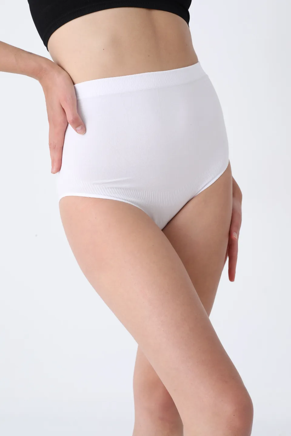 Chilot modelator damă cu talie înaltă – alb, push-up și bandă anti-alunecare - 1