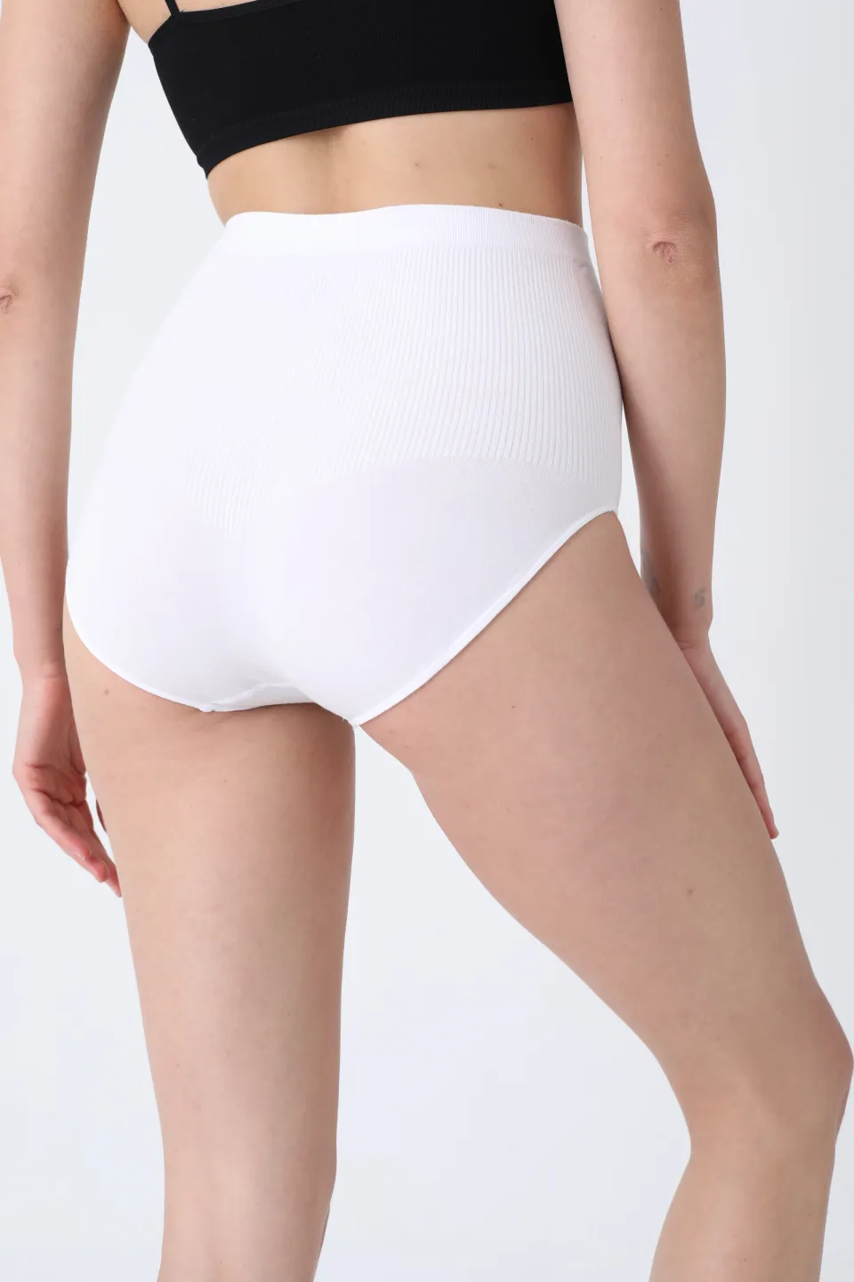 Chilot modelator damă cu talie înaltă – alb, push-up și bandă anti-alunecare - 3