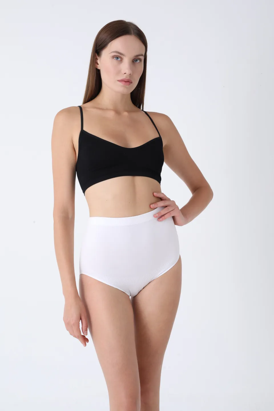 Chilot modelator damă cu talie înaltă – alb, push-up și bandă anti-alunecare - 4