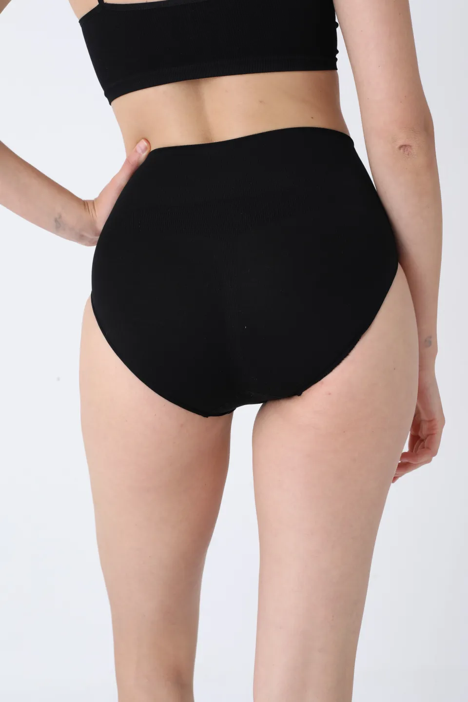 Chilot modelator damă cu talie înaltă – negru, push-up și bandă anti-alunecare - 4