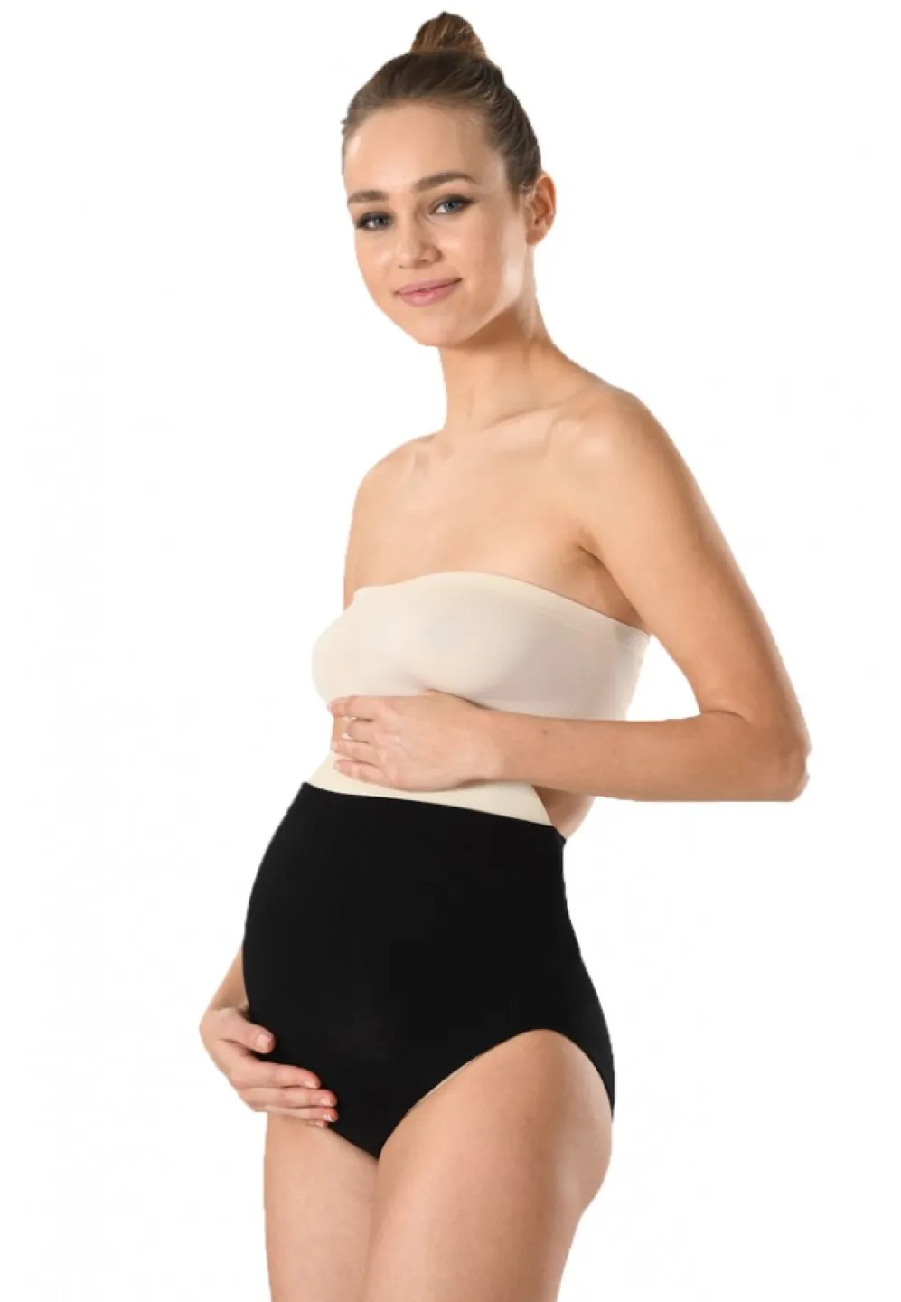 Chilot modelator pentru gravide, cu talie înaltă și bandă de silicon, culoare negru - 2