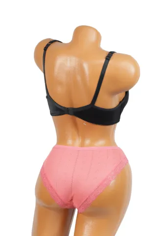 Chiloți damă clasici roz cu dantelă laterală și fundiță hover