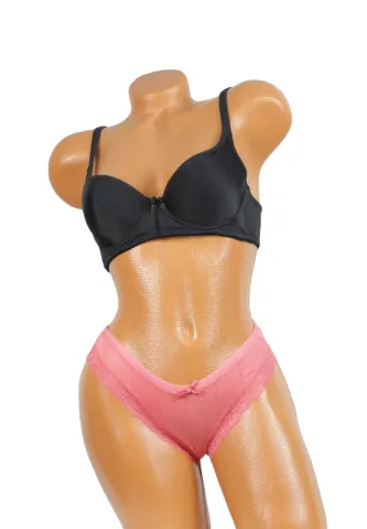 Chiloți damă clasici roz cu dantelă laterală și fundiță