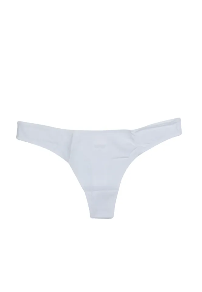 Chiloți Tanga Albi Ultra-Moale și Invisibili