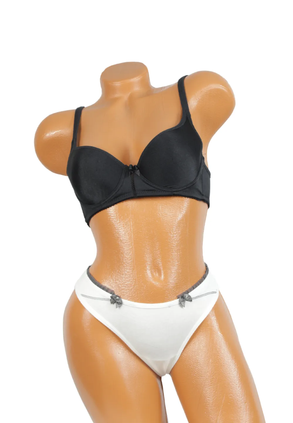 Set 4 chiloți damă tanga – bumbac elastic, dantelă și fundiță - 2