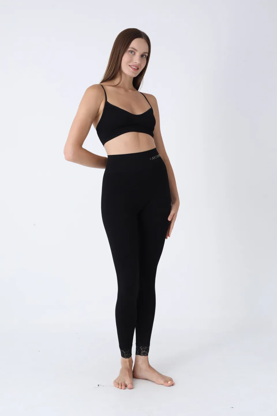 Colanți damă cu dantelă și efect compresiv - 1