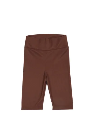 Colanți damă scurți si elastici cu talie înaltă- culoare maro