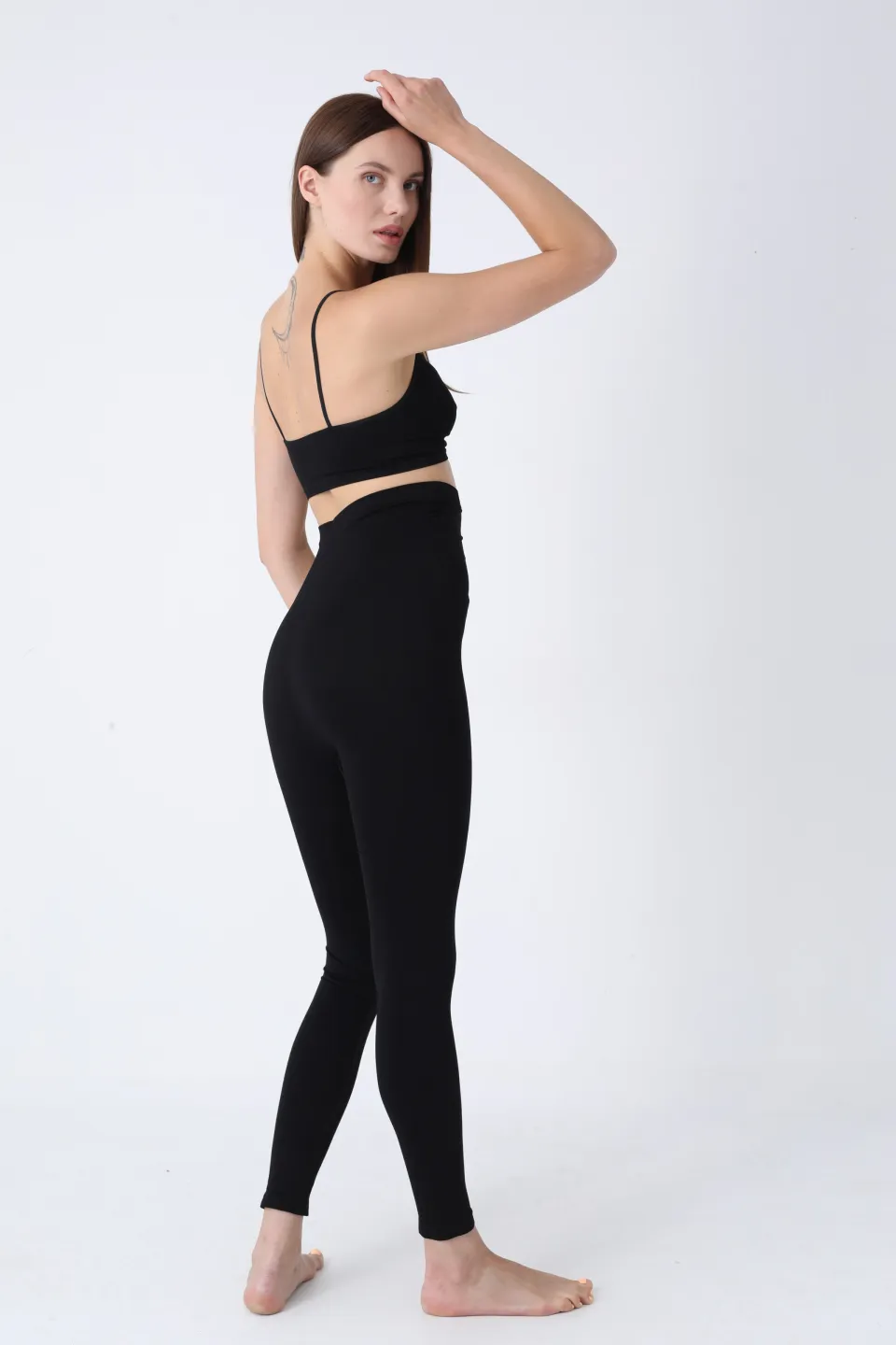 Colanți modelatori postnatali – negri, cu talie înaltă și bandă lată de susținere - 4