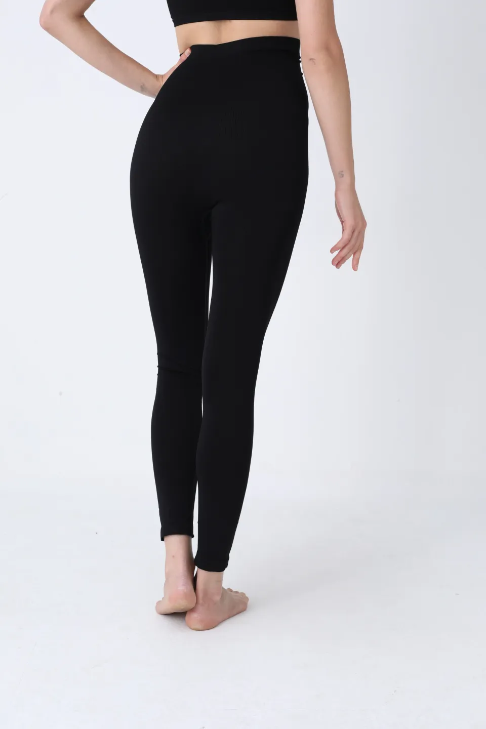 Colanți modelatori postnatali – negri, cu talie înaltă și bandă lată de susținere - 1