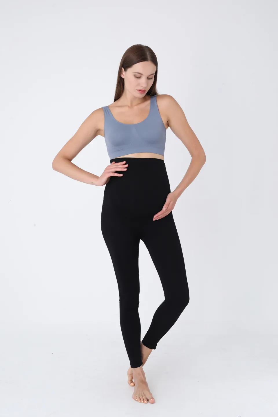 Colanți negri pentru gravide – cu bandă elastică de susținere sub burtă - 4