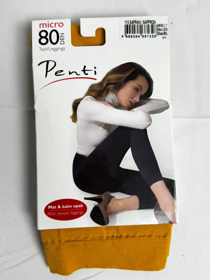 Colanți Penti 80 DEN- material mat, opac, culoare galben-muștar