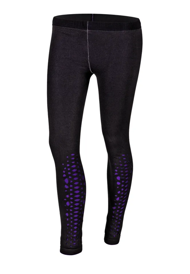 Colanți Sport Penti DUBLI – Mov Neon &amp; Negru, Decupaj Plasă în Romburi