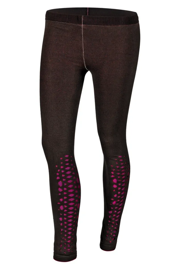 Colanți Sport Penti DUBLI – Roz Neon , Negru, cu Decupaj Plasă în Romburi