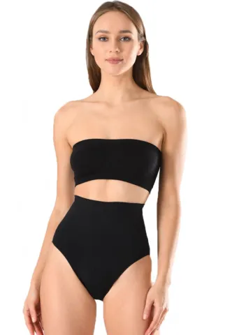 Corset damă modelator cu bandă de silicon si talie înaltă, culoare negru hover