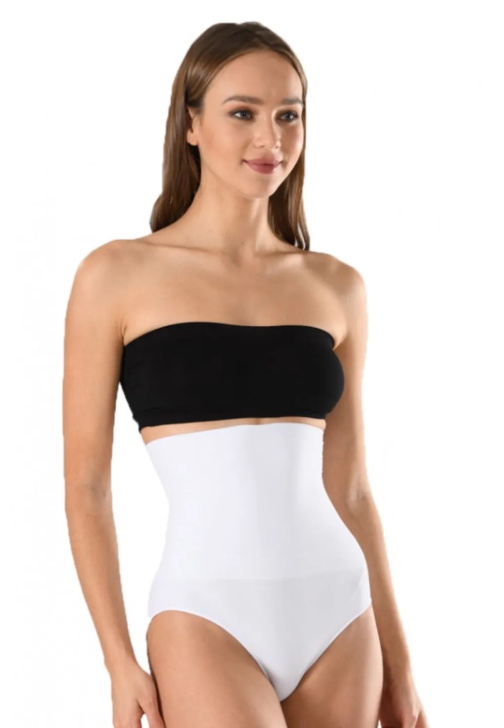 Corset damă modelator fara cusaturi si talie înaltă, culoare alb - 1