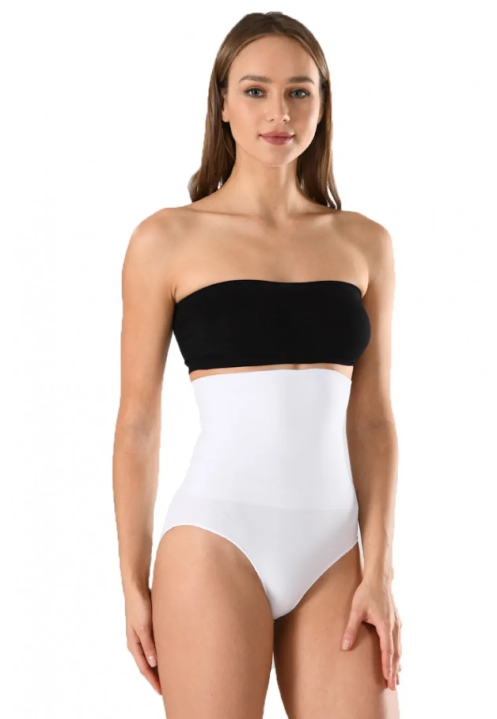 Corset damă modelator fara cusaturi si talie înaltă, culoare alb - 2