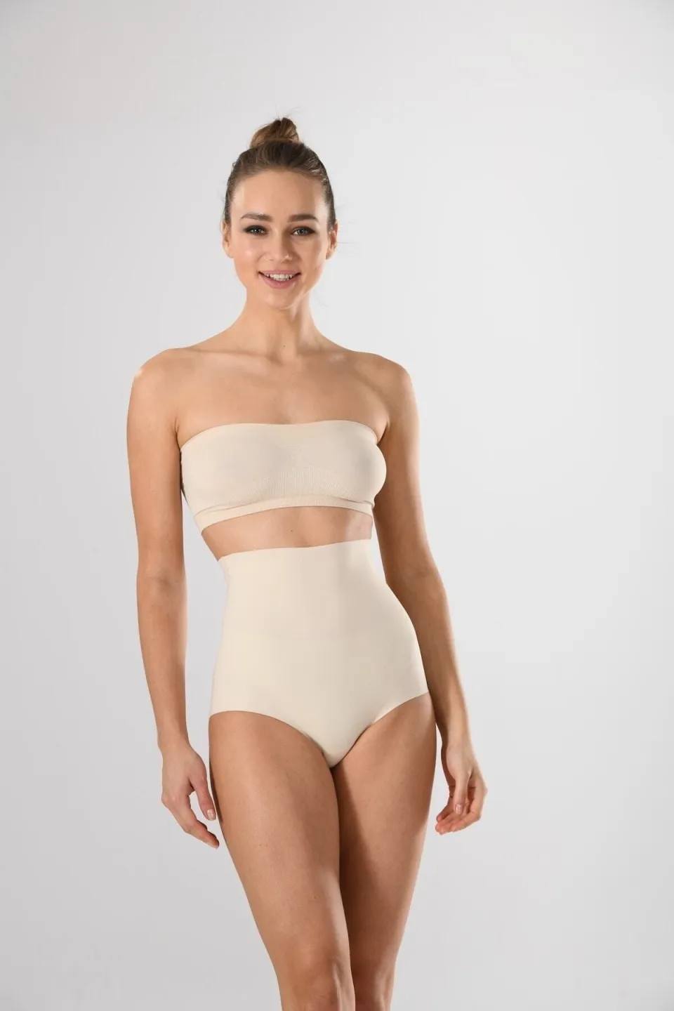 Corset damă modelator fara cusaturi si talie înaltă, culoare bej - 1