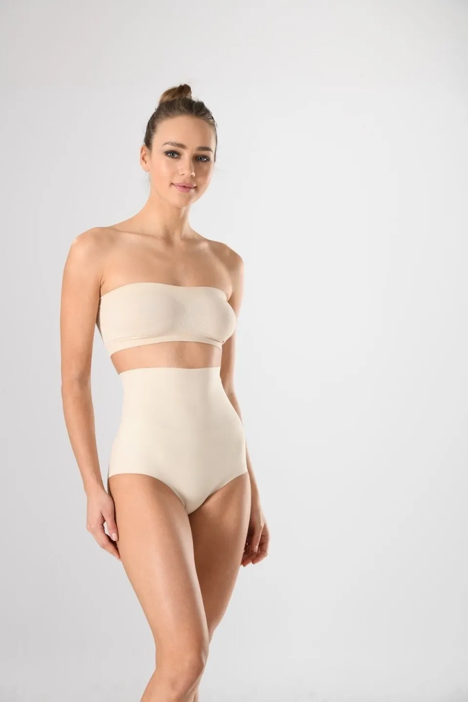 Corset damă modelator fara cusaturi si talie înaltă, culoare bej - 3