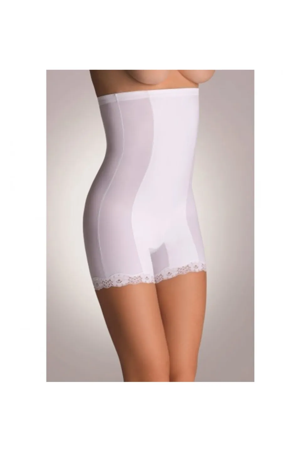 Corset damă modelator si talie înaltă cu dantelă, culoare alb - 1