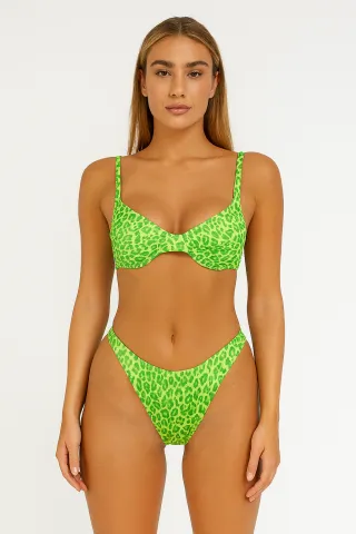 Costum de baie cu imprimeu vesel – sutien cu balene și slip tanga