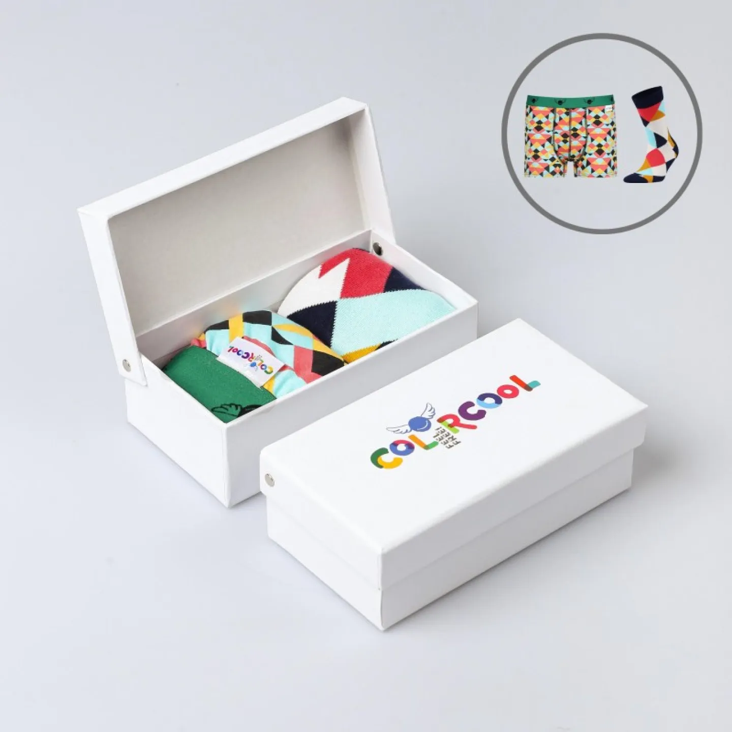 Set Barbati Boxeri și Șosete Retro Geometric - 1