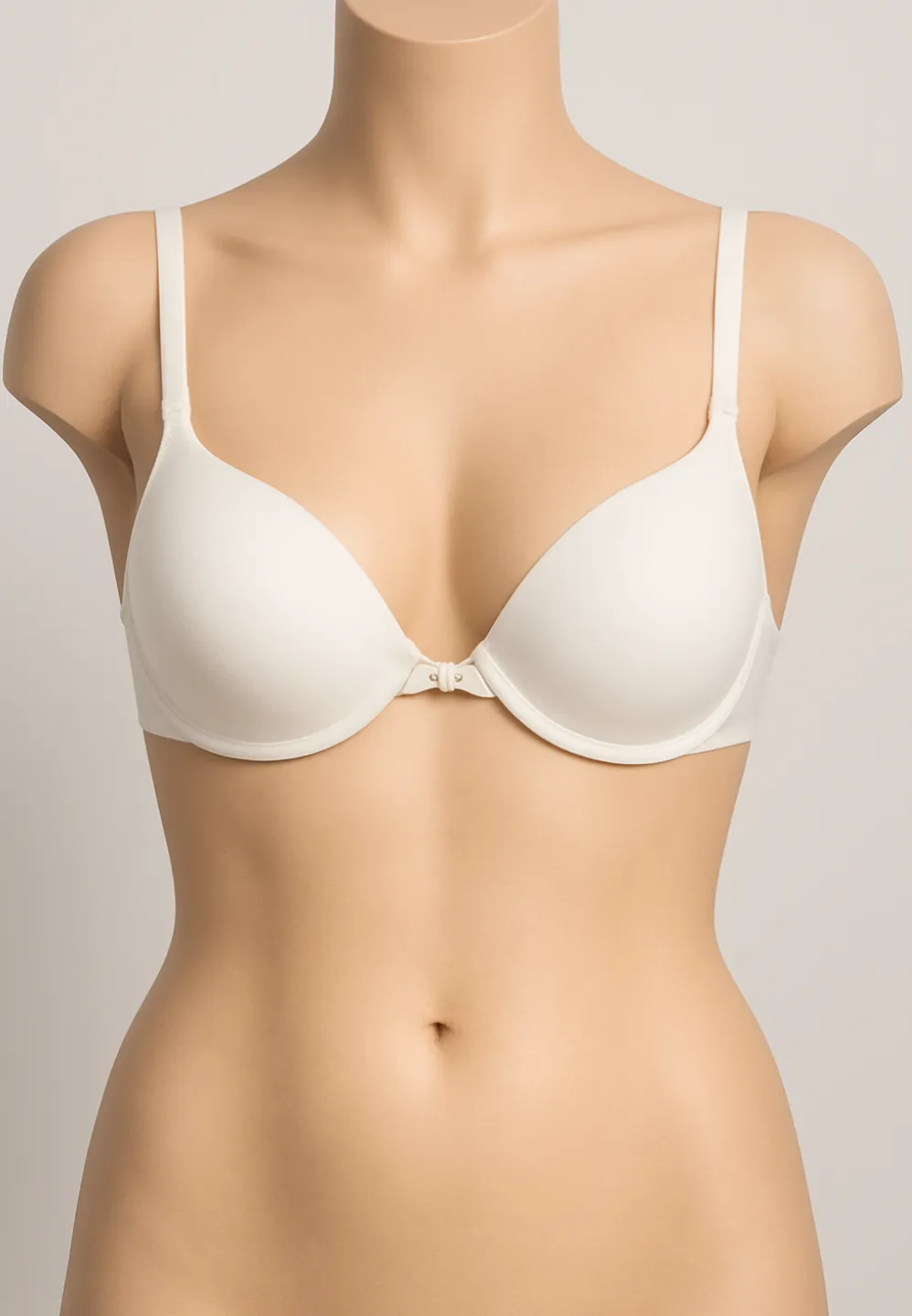 Sutien damă cu prindere frontală, burete si push up, culoare alb - 1