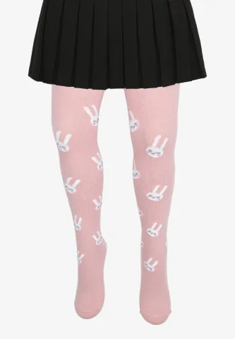 Dres copii roz pudră cu iepuraș – model călduros și delicat