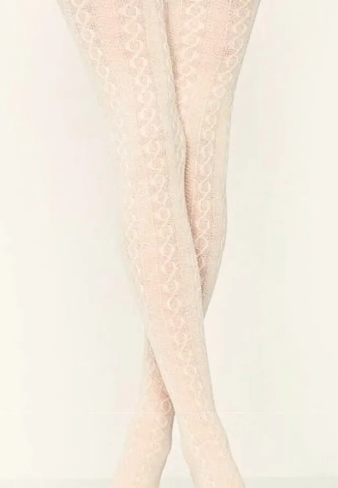 Dres damă Penti 220 DEN ,,Rosa''- cu model croșetat, culoare bej