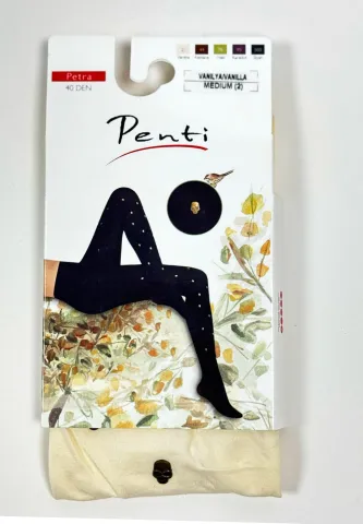 Dres damă Penti 40 DEN ,,Petra''- imprimeu craniu, culoare vanilie