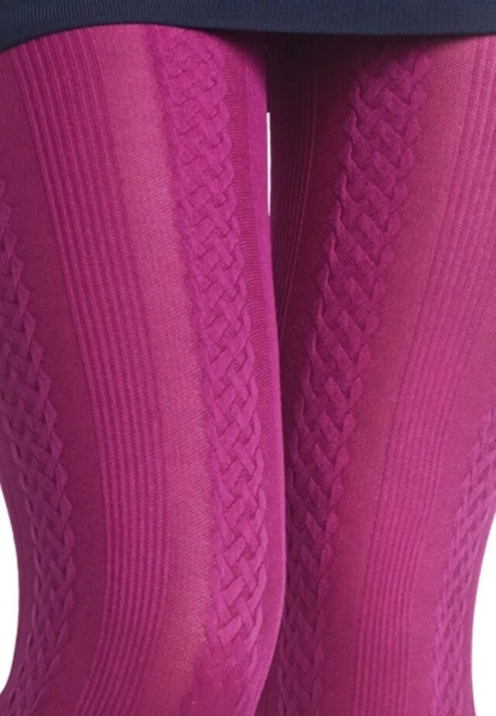 Dres damă Penti 60 DEN ,,Gilda''- cu model croșetat, culoare magenta - 2