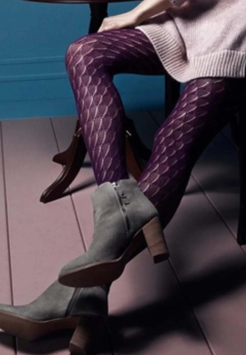 Dres damă Penti Colosio „Mirella”- Model croșetat cu plasă groasă, culoare mov - 1