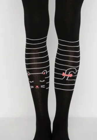 Dres dama Penti Lovely,bumbac ,,Miow K''- mat și opac, culoare negru hover