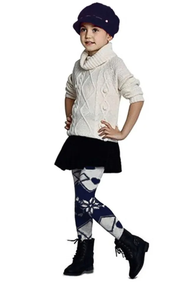 Dres fetițe Penti Pretty ,,Flake'', bumbac- imprimeu fulgi de zăpadă, bleumarin