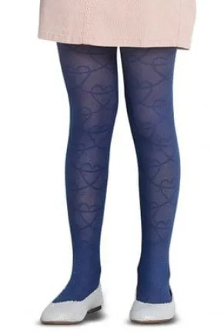 Dres fetițe Penti Pretty ,,Line'' 20 DEN-transparent, imprimeu linii, culoare bleumarin