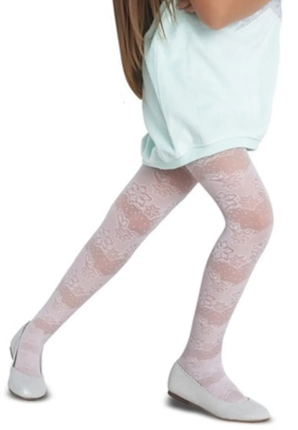 Dres fetițe Penti Pretty ,,Meri'' 20 DEN-transparent, imprimeu dantelă, culoare alb - 1