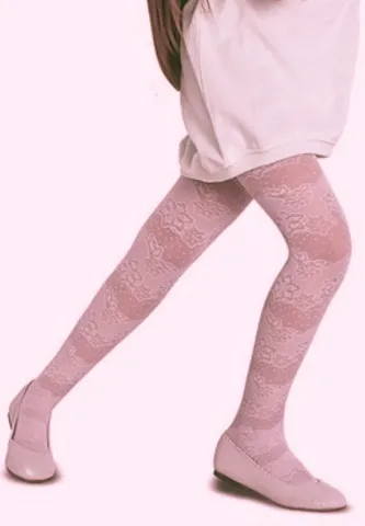 Dres fetițe Penti Pretty ,,Meri'' 20 DEN-transparent, imprimeu dantelă, culoare roz