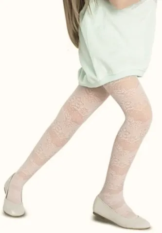 Dres fetițe Penti Pretty ,,Meri'' 20 DEN-transparent, imprimeu dantelă, culoare vanilie