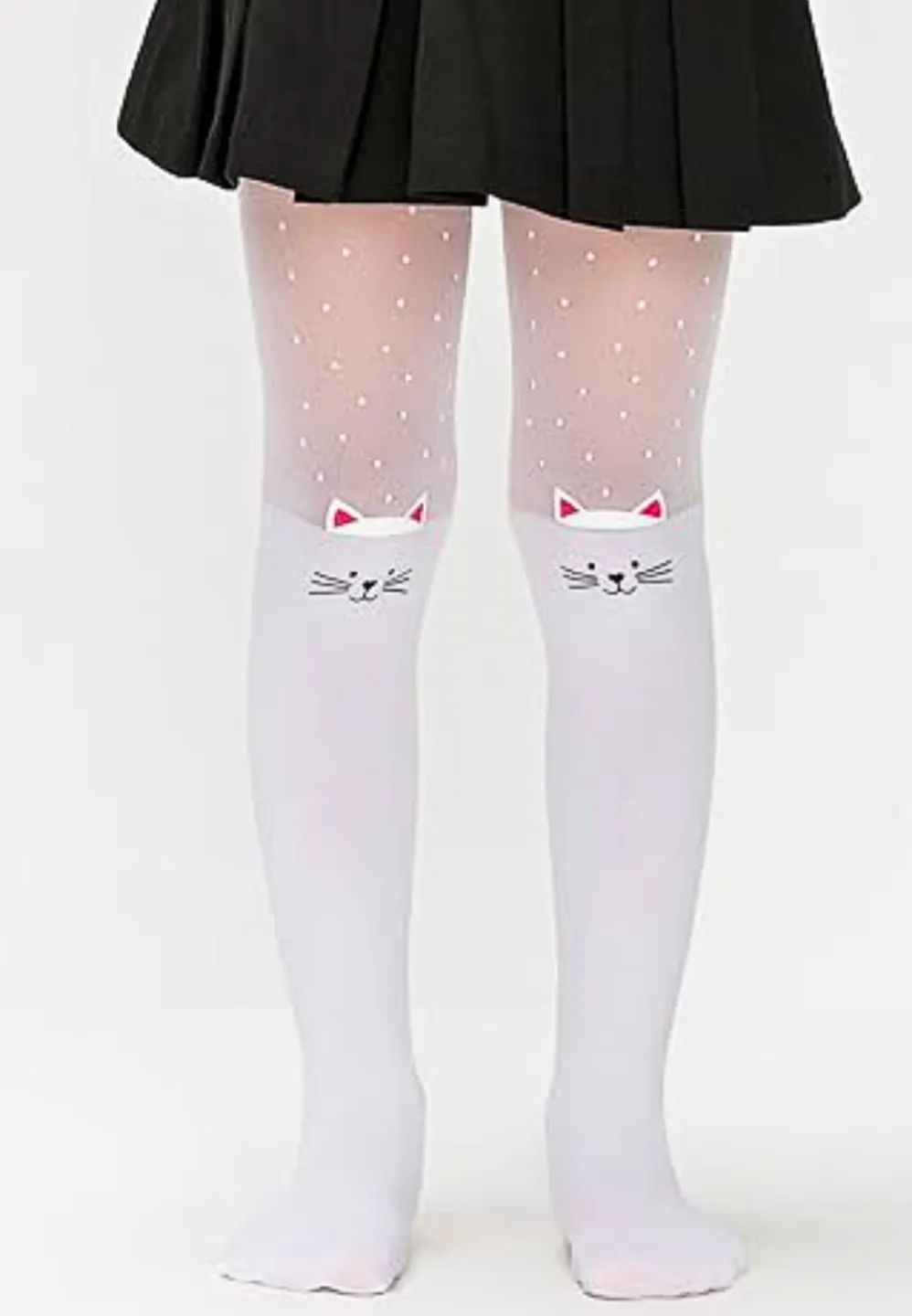 Dres fetițe Penti Pretty ,,Muhur'' 30 DEN- imprimeu pisicuță, culoare alb - 1