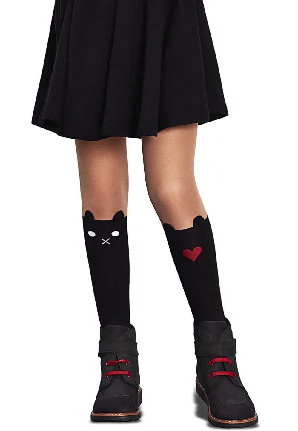 Dres fetițe Penti Pretty ,,Sweet'', 30 den-  imprimeu pisică, negru - 1