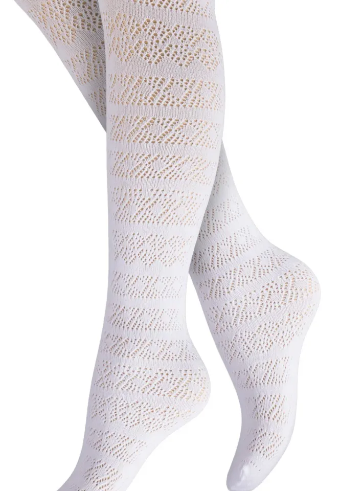 Dres fetițe Penti ,,Sofia- Winter Fishnet"- imprimeu dantelă, culoare alb