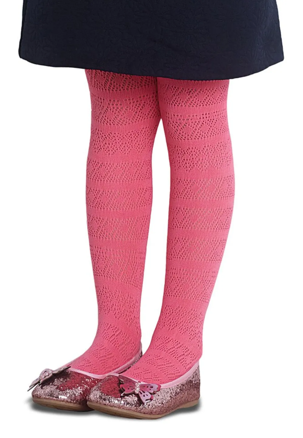 Dres fetițe Penti ,,Sofia- Winter Fishnet"- imprimeu dantelă, culoare roz - 1