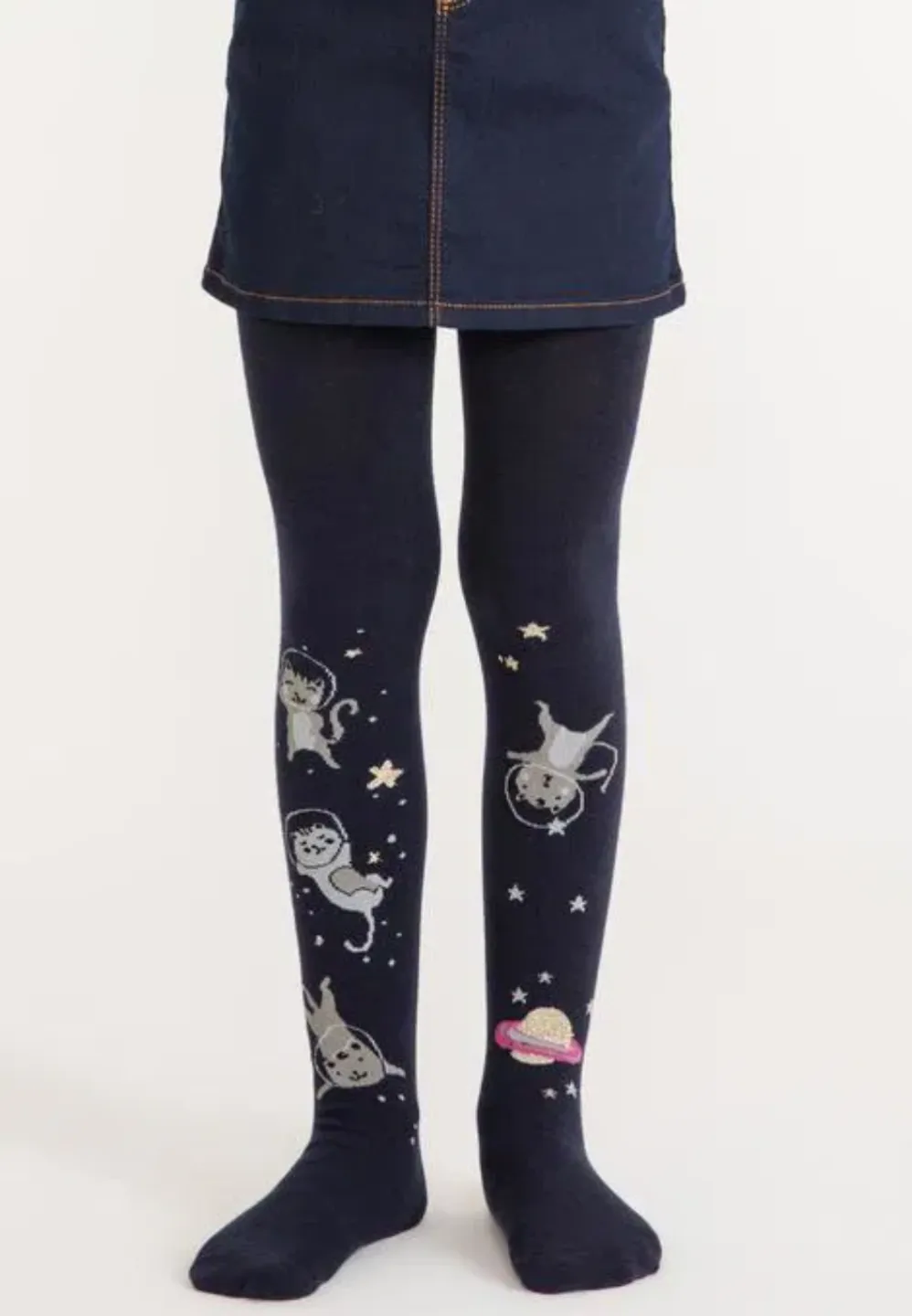 Dres fetițe Penti Young „Cat Galaxy'', bumbac- mat, opac, bleumarin - 1