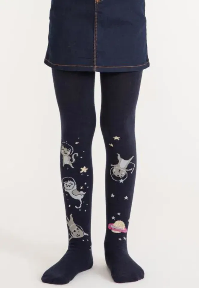 Dres fetițe Penti Young „Cat Galaxy'', bumbac- mat, opac, bleumarin