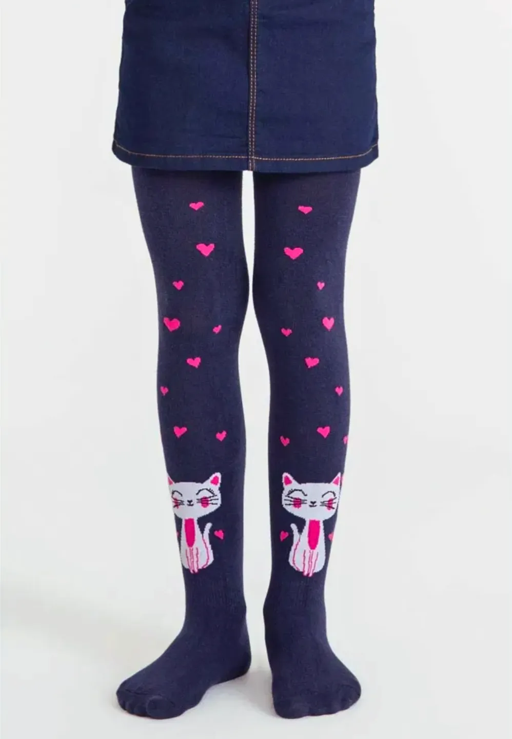 Dres fetițe Penti Young ,,Cat In Love', bumbac- imprimeu pisică, bleumarin - 1