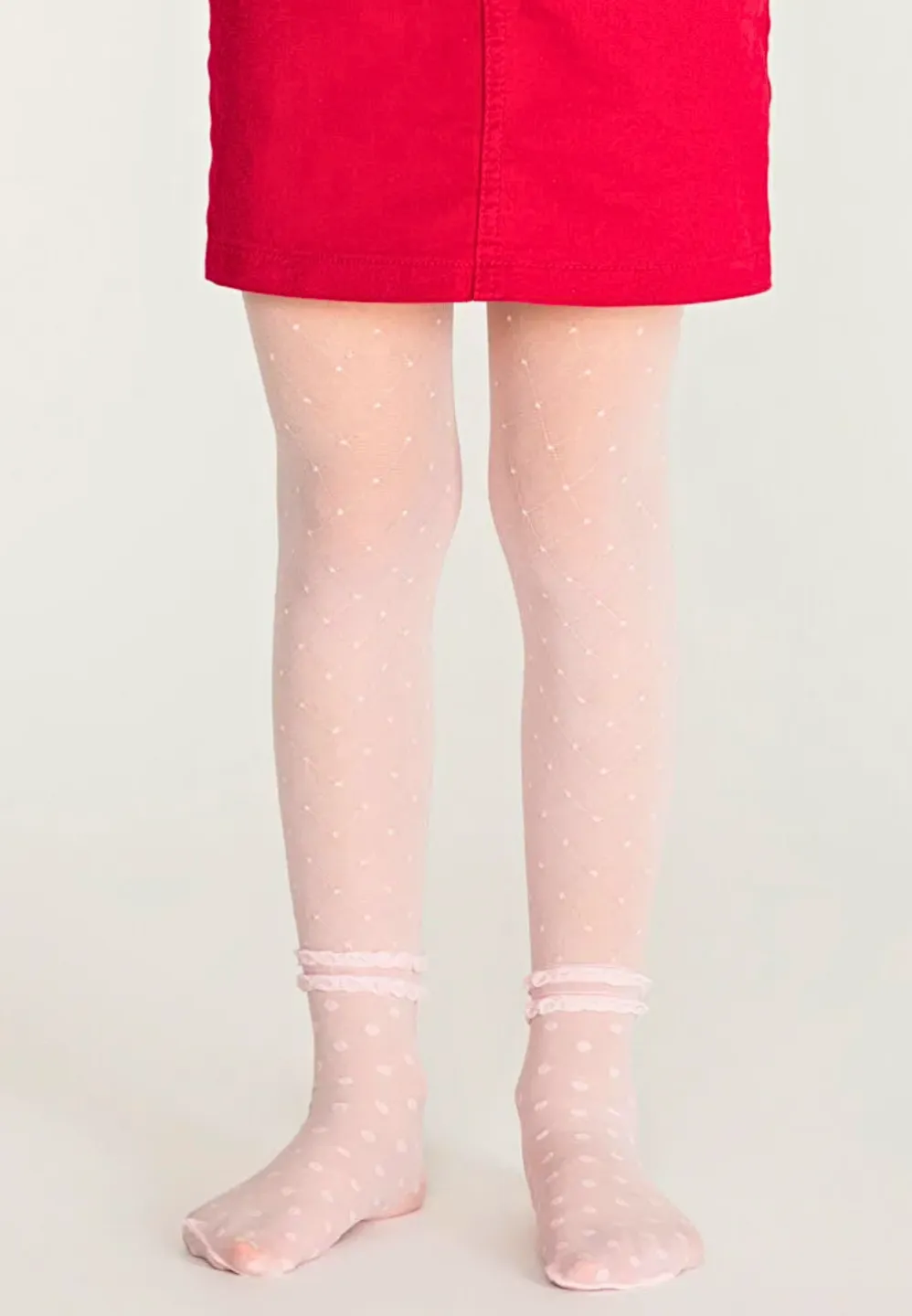 Dres fetițe Penti Young ,,Cross'', 30 den- cu dantelă, transparent, roz - 1