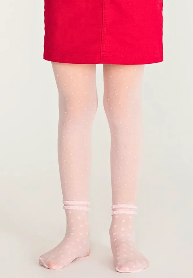 Dres fetițe Penti Young ,,Cross'', 30 den- cu dantelă, transparent, roz