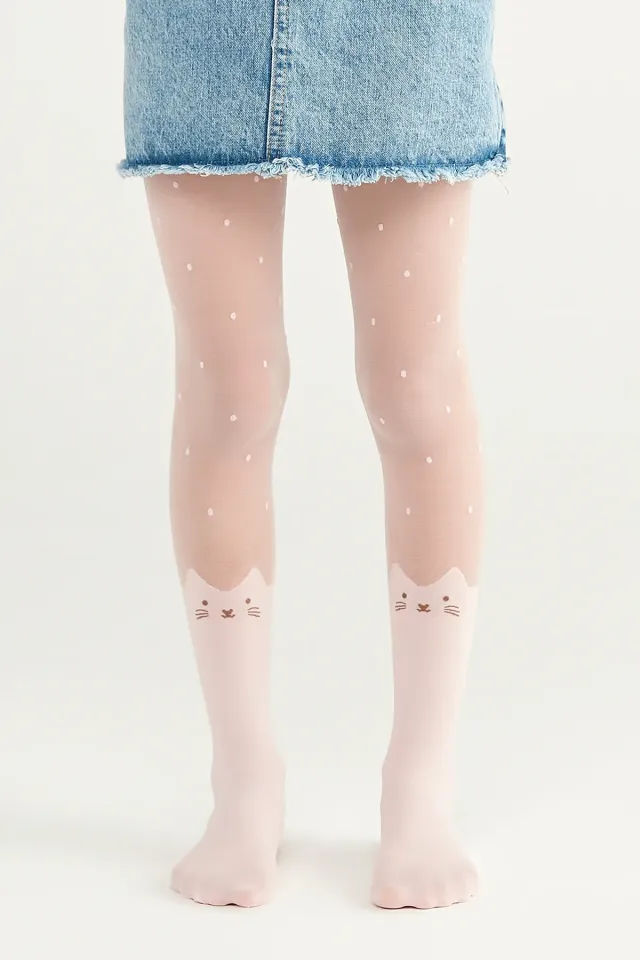 Dres fetițe Penti Young ,,Cute Cat" 30 DEN- imprimeu pisicuță, culoare roz