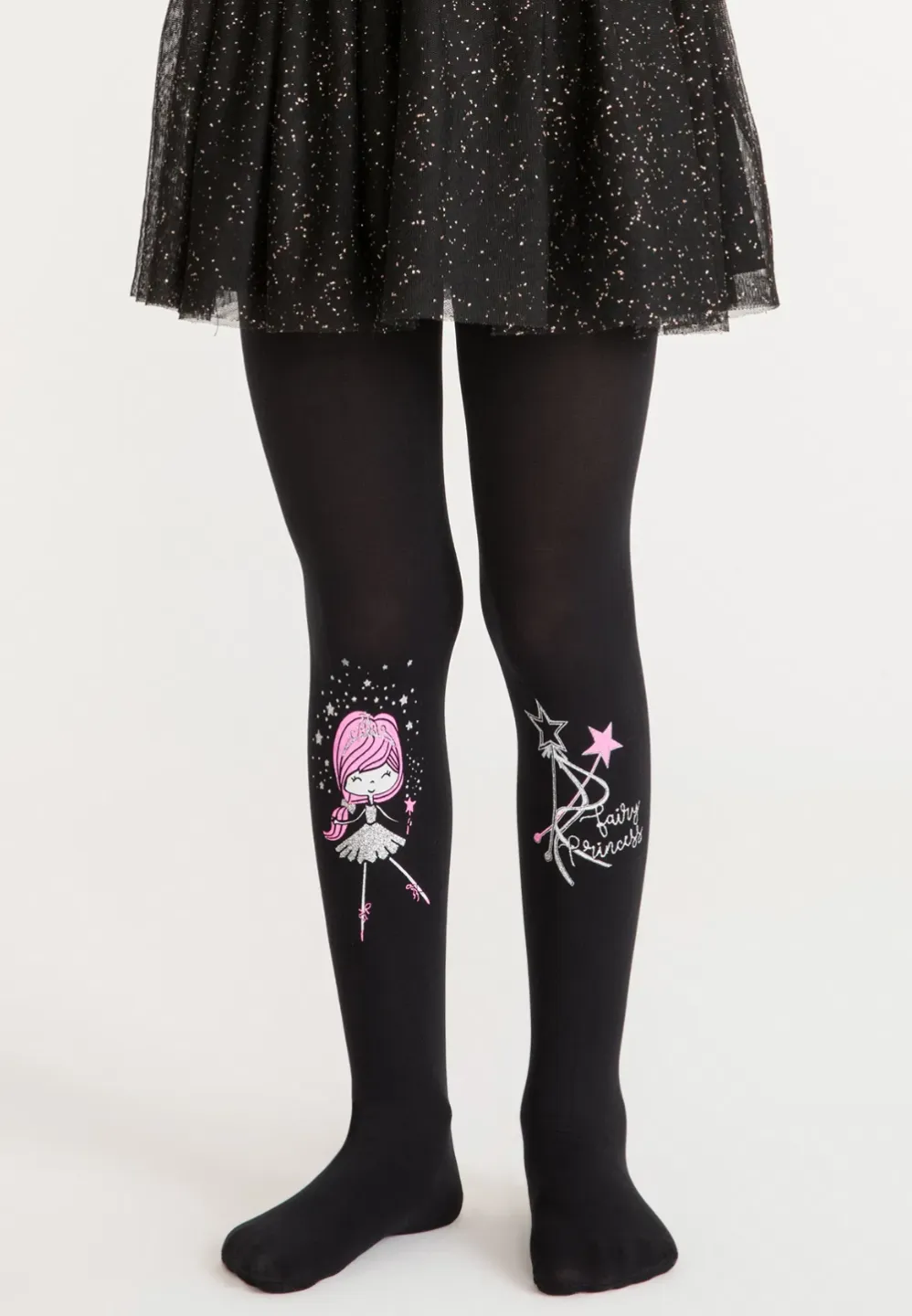 Dres fetițe Penti Young ,,Fairy Princess'', 40 den-  imprimeu prințesă, negru - 1